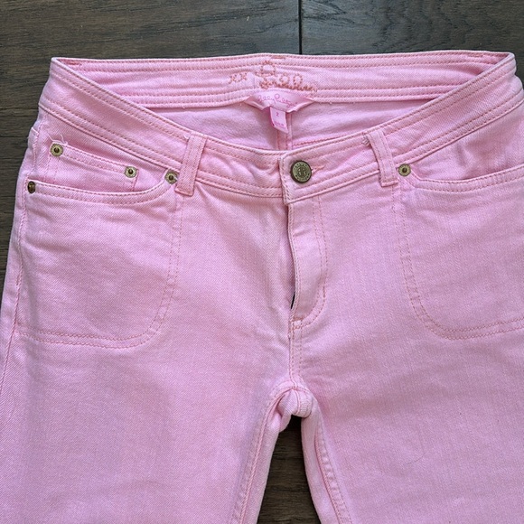 Lilly Pulitzer Pink Denim Cropped Pants Size 2 - Picture 3 of 6